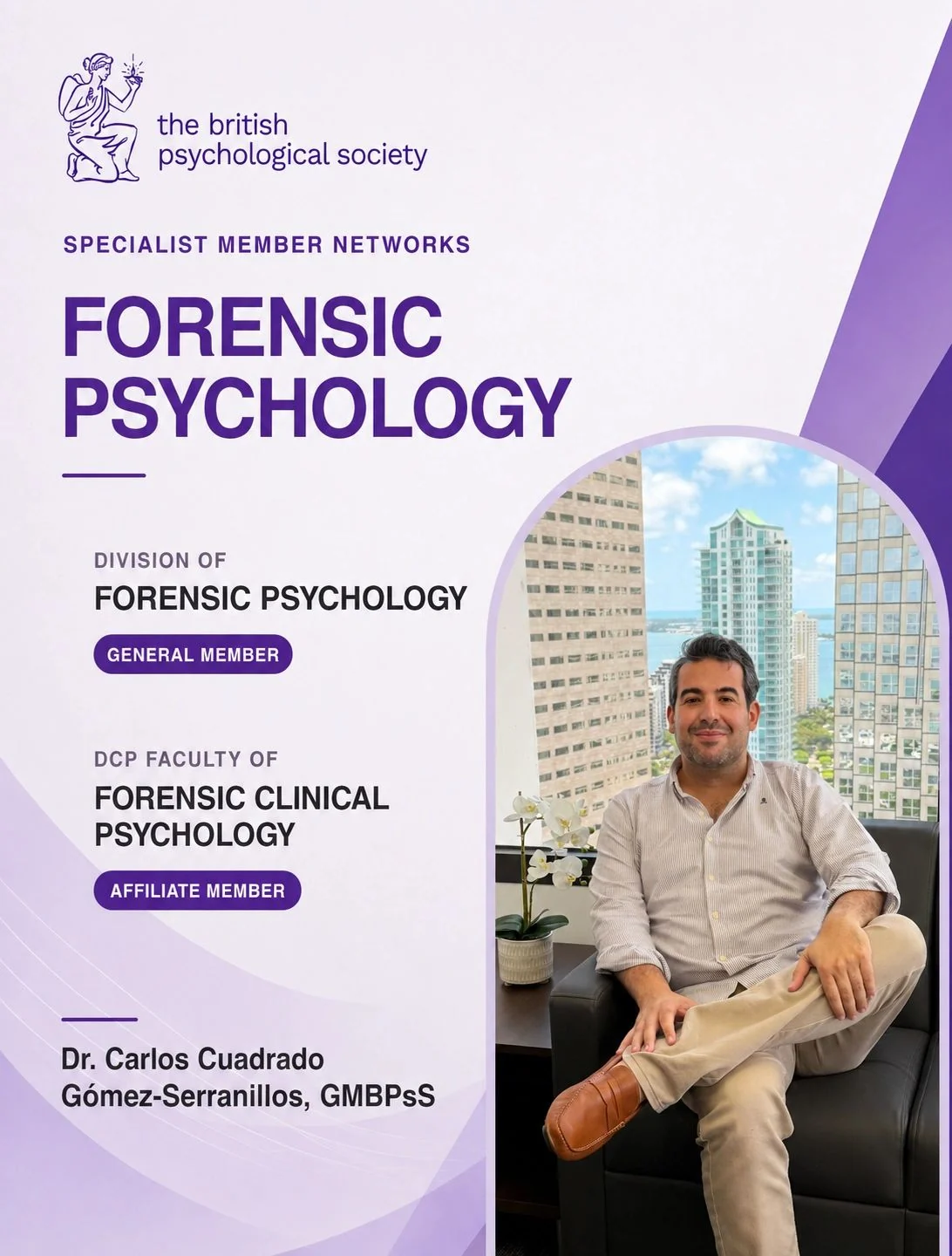 Carlos Cuadrado Gómez-Serranillos y sus redes especializadas en Psicología Forense dentro de la British Psychological Society